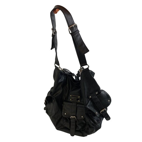 VTG Marc By Marc Jacobs Black Utility Cargo Workwear Work Leather Bag Crossbody - Picture 13 of 16